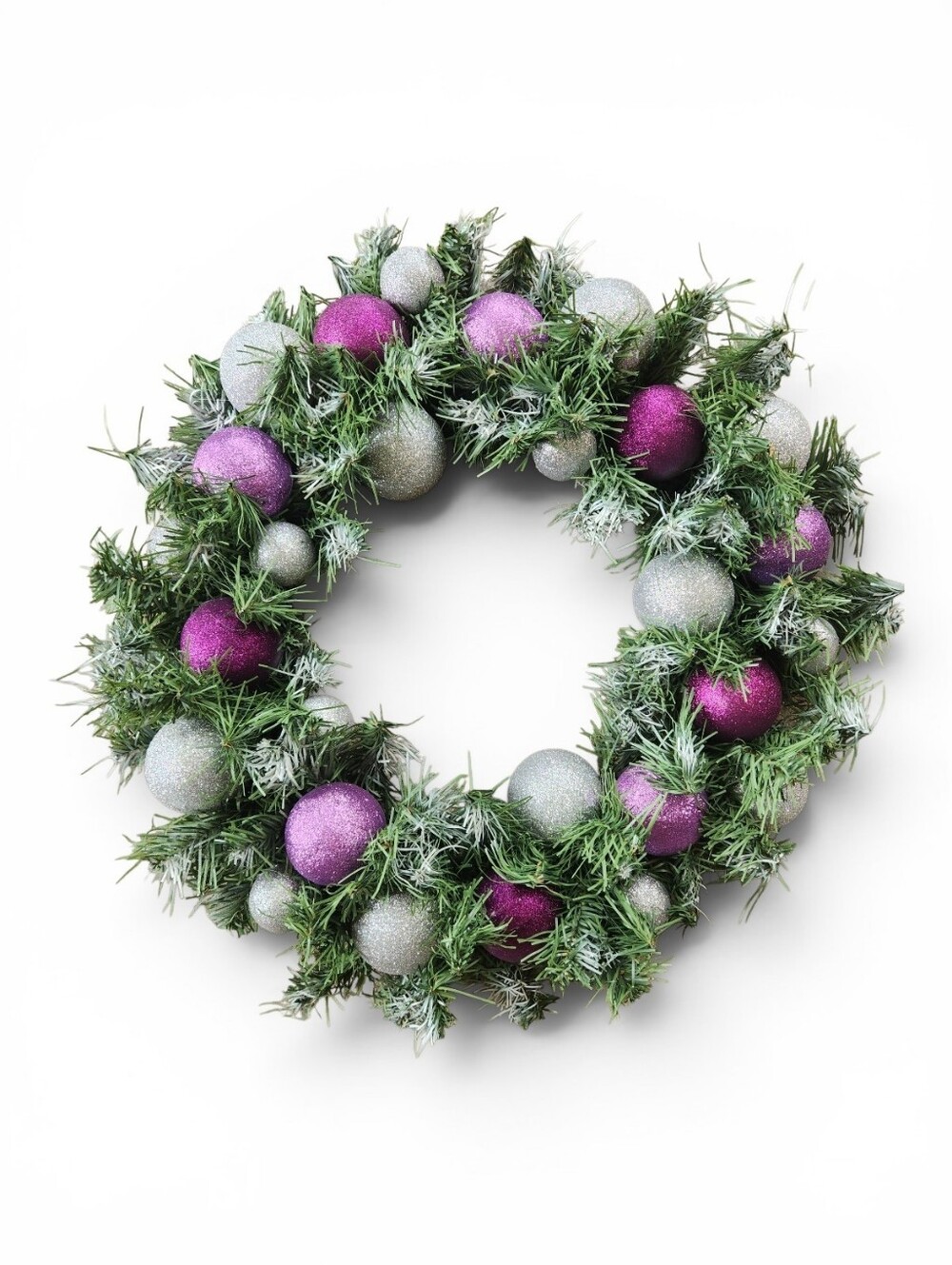 Handmade Frosted Silver & Purple Christmas Wreath